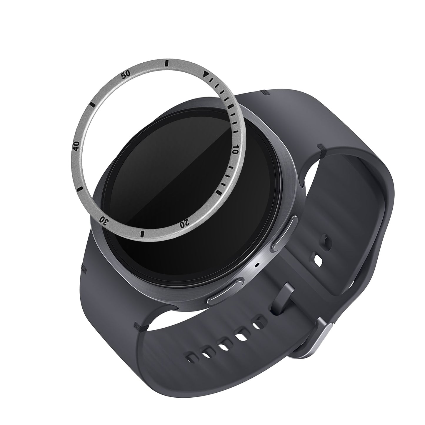kwmobile Schutzring kompatibel mit Samsung Galaxy Watch 8 (44mm) Fitnesstracker - Bezel Ring Lünette in Silber Schwarz Silber  [dsg02]