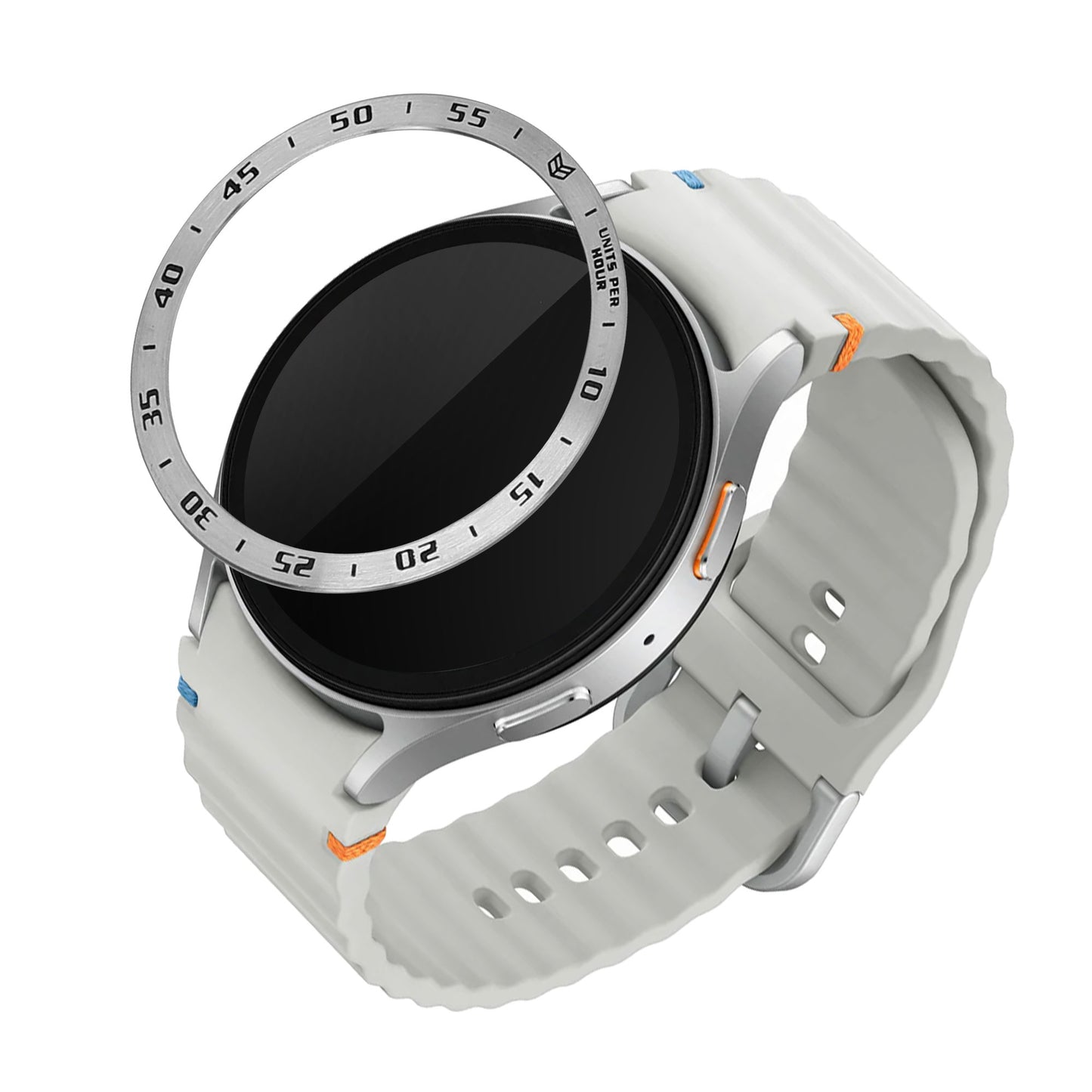 kwmobile Schutzring kompatibel mit Samsung Galaxy Watch 7 44mm Fitnesstracker - Bezel Ring Lünette in Silber Schwarz Silber  [dsg02]