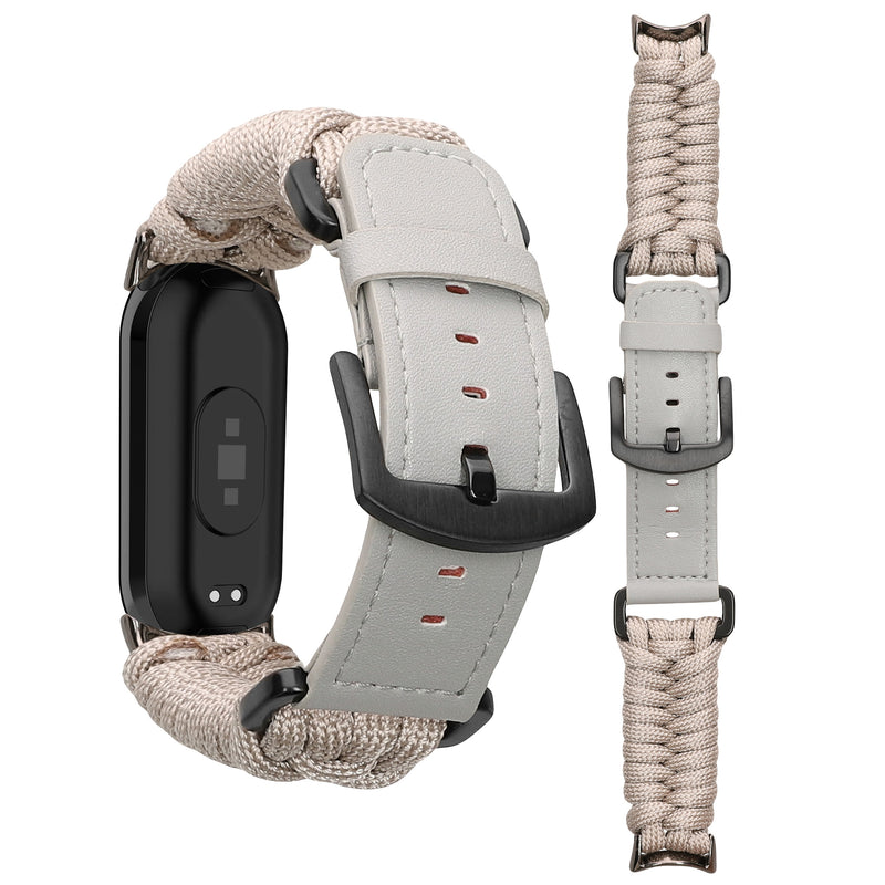 kwmobile Ersatzarmband geflochten kompatibel mit Xiaomi Mi Band 10 / Mi Band 9 / 8 Armband - Fitnesstracker Sportarmband aus PU Leder mit Uhrenverschluss - Creme Creme  [dsg02]
