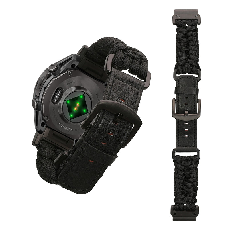 kwmobile Replacement Braided Strap compatible with Garmin 22mm Fenix 8 47mm / Tactix 8 47mm / Instinct 45mm / Epix Strap - Fitness Tracker Sports Strap Made of PU Leather with Watch Clasp