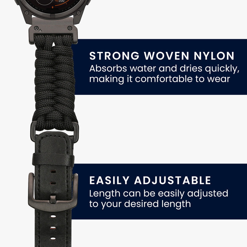kwmobile Replacement Braided Strap compatible with Garmin 22mm Fenix 8 47mm / Tactix 8 47mm / Instinct 45mm / Epix Strap - Fitness Tracker Sports Strap Made of PU Leather with Watch Clasp
