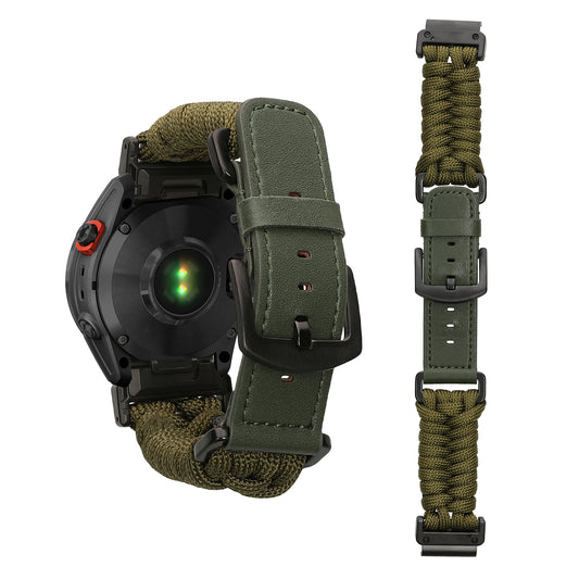 kwmobile Ersatzarmband geflochten kompatibel mit Garmin 20mm Fenix 8 43mm / Fenix 7S / Fenix 6S / Epix Pro 42mm Armband - Fitnesstracker Sportarmband aus PU Leder mit Uhrenverschluss - Dunkelgrün Dunkelgrün  [dsg01]