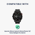 kwmobile Braided Replacement Strap compatible with Garmin 20mm Fenix 8 43mm / Fenix 7S / Fenix 6S / Epix Pro 42mm Strap - Fitness Tracker Sports Strap Made of PU Leather with Watch Clasp