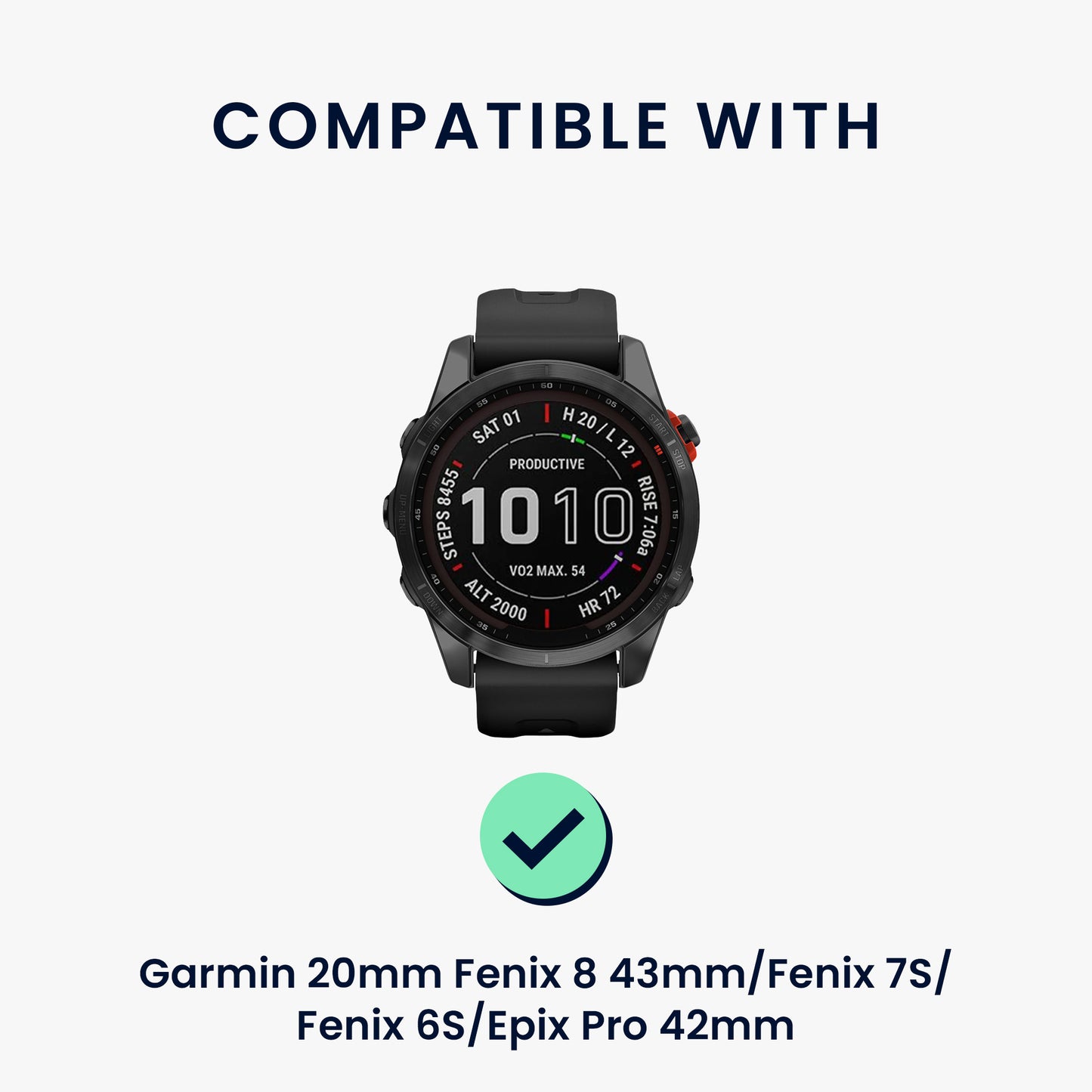 kwmobile Braided Replacement Strap compatible with Garmin 20mm Fenix 8 43mm / Fenix 7S / Fenix 6S / Epix Pro 42mm Strap - Fitness Tracker Sports Strap Made of PU Leather with Watch Clasp