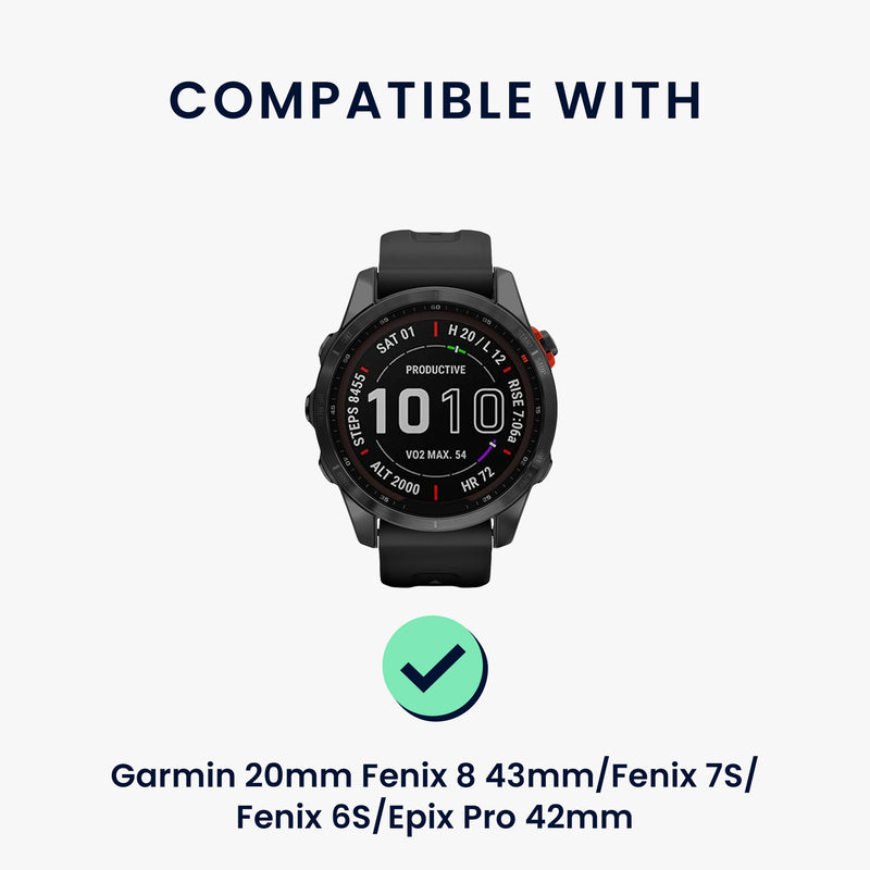 kwmobile Braided Replacement Strap compatible with Garmin 20mm Fenix 8 43mm / Fenix 7S / Fenix 6S / Epix Pro 42mm Strap - Fitness Tracker Sports Strap Made of PU Leather with Watch Clasp
