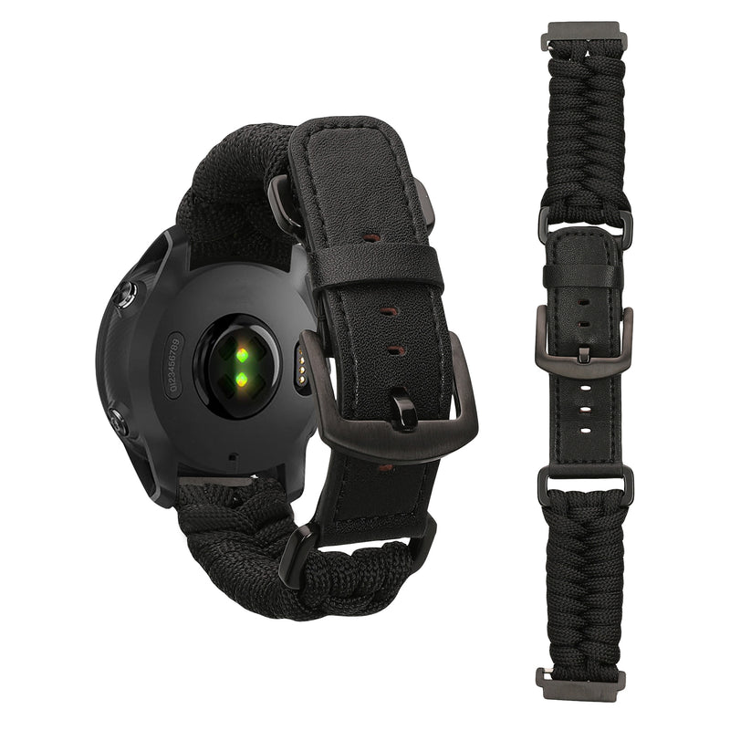 kwmobile Ersatzarmband geflochten kompatibel mit Garmin Forerunner 55 / 158 / 245 / 245 Music / 645 Armband - Fitnesstracker Sportarmband aus PU Leder mit Uhrenverschluss - Schwarz Schwarz  [dsg01]