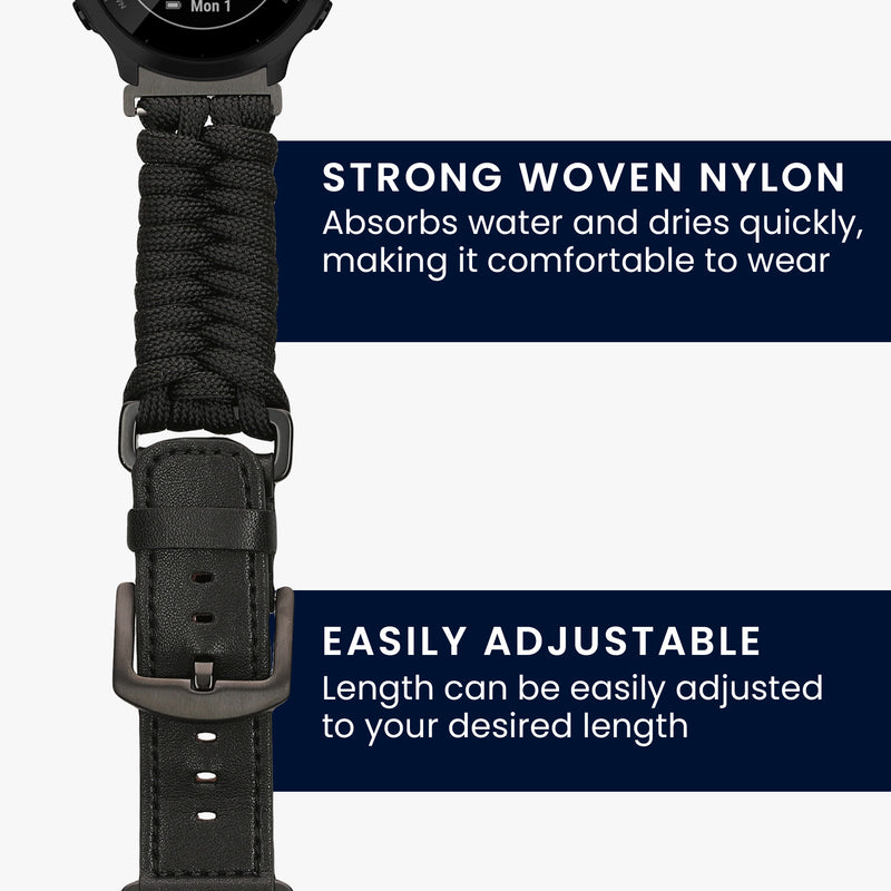 kwmobile Braided Replacement Wristband compatible with Garmin Forerunner 55 / 158 / 245 / 245 Music / 645 - Fitness Tracker Sport Watch Band made of PU Leather with Buckle