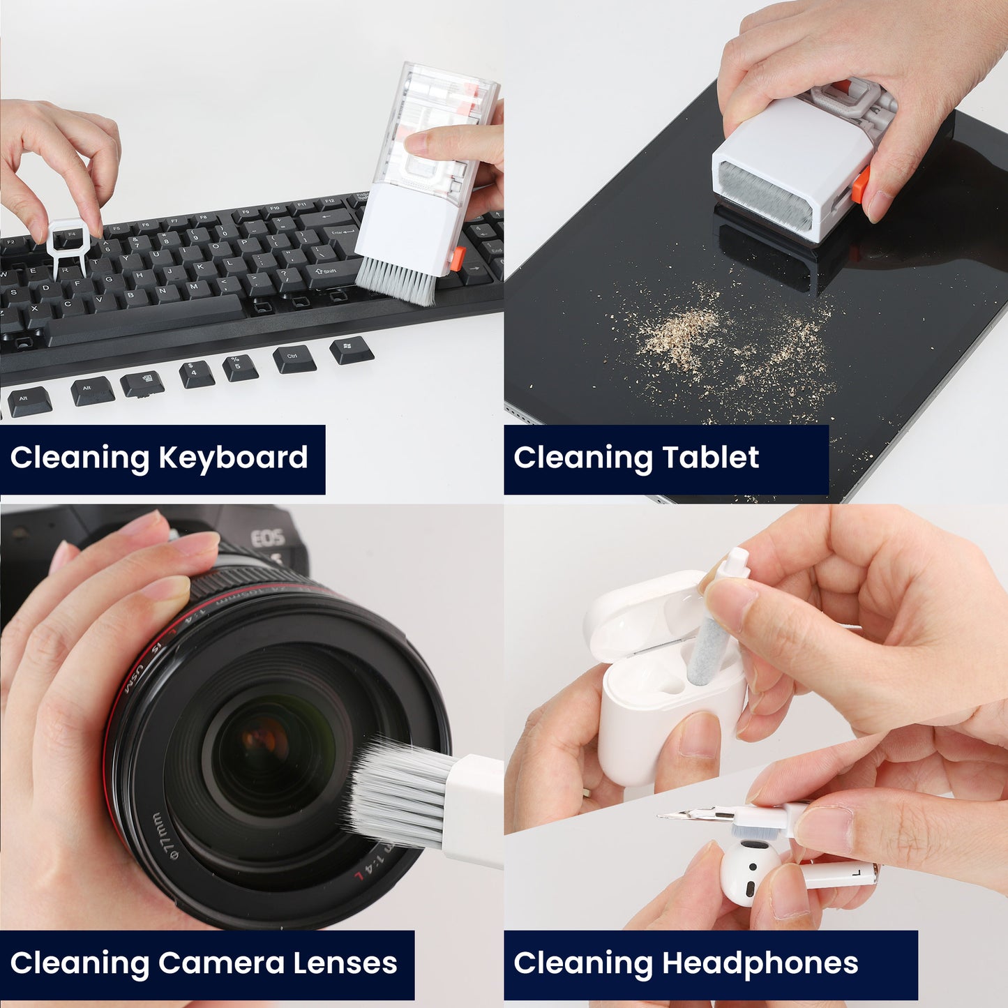 kwmobile 8-in-1 Keyboard Cleaning Kit with Brush Cleaning Pen Cleaning Kit for Headphones Cell Phone Laptop Camera Earbuds PC Accessories Gaming Gadgets Tech Accessories