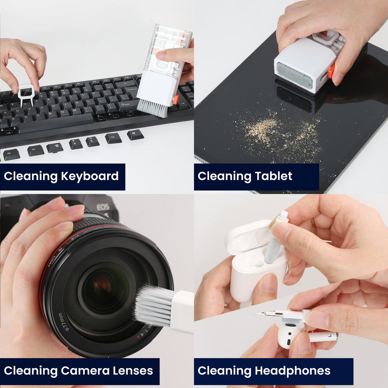 kwmobile 8-in-1 Keyboard Cleaning Kit with Brush Cleaning Pen Cleaning Kit for Headphones Cell Phone Laptop Camera Earbuds PC Accessories Gaming Gadgets Tech Accessories
