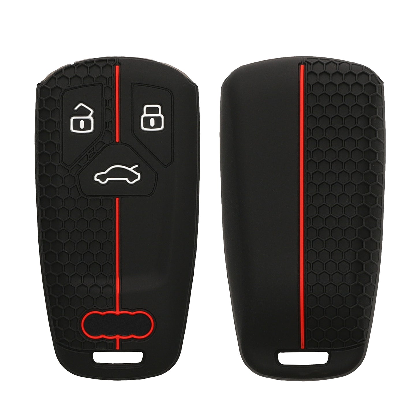 kwmobile Autoschlüssel Schutzhülle kompatibel mit Audi 3-Tasten Smartkey Autoschlüssel (nur Keyless Go) Hülle - Schlüsselhülle aus Silikon - in Schwarz Rot Schwarz  [dsg01]