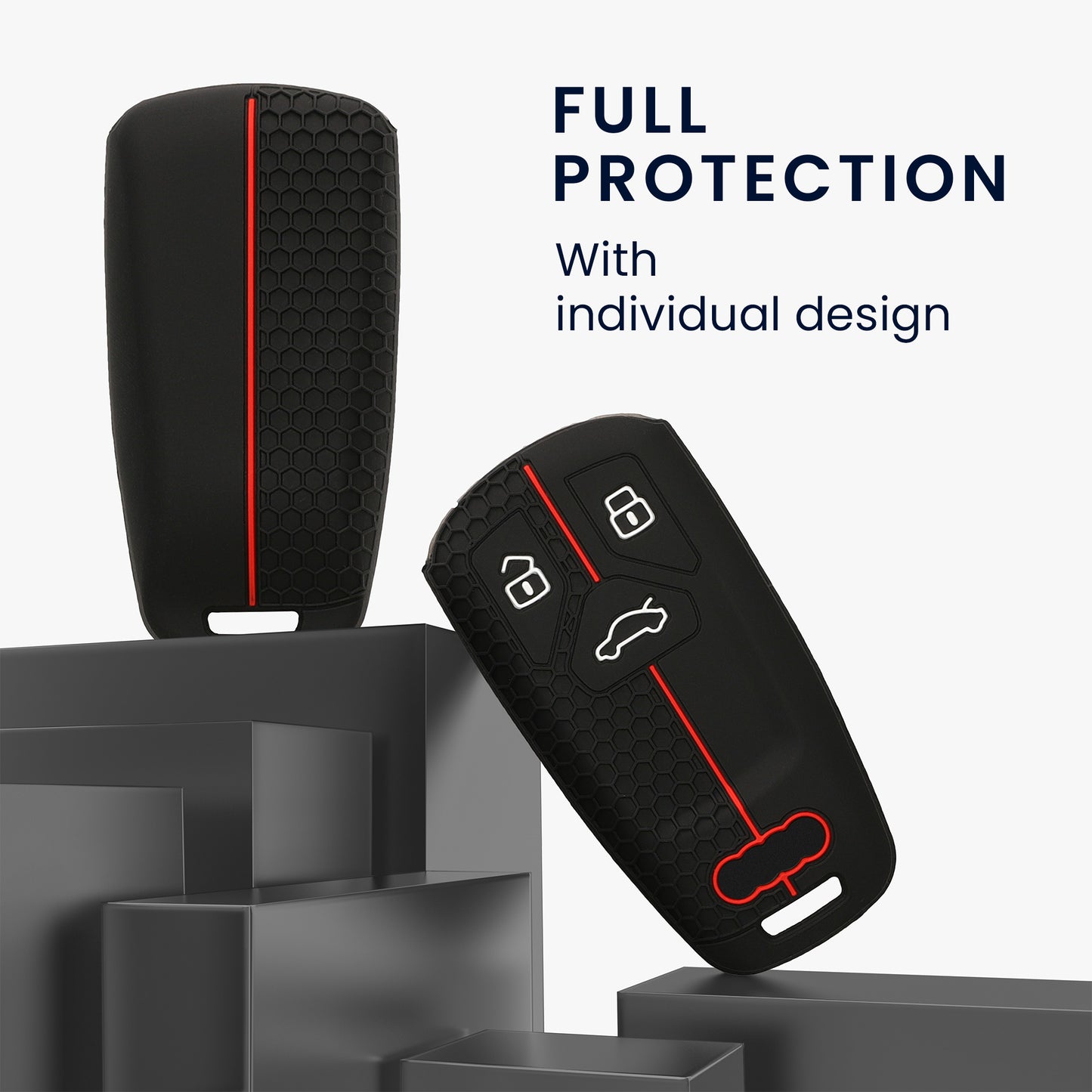 kwmobile Car Key Protection Case Compatible with Audi 3-Button Smart Key (Keyless Go Only) Case