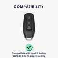 kwmobile Car Key Cover Compatible with Audi 3-Button 2025 A3 A5L Q6 A6L Etron SUV Car Key Case