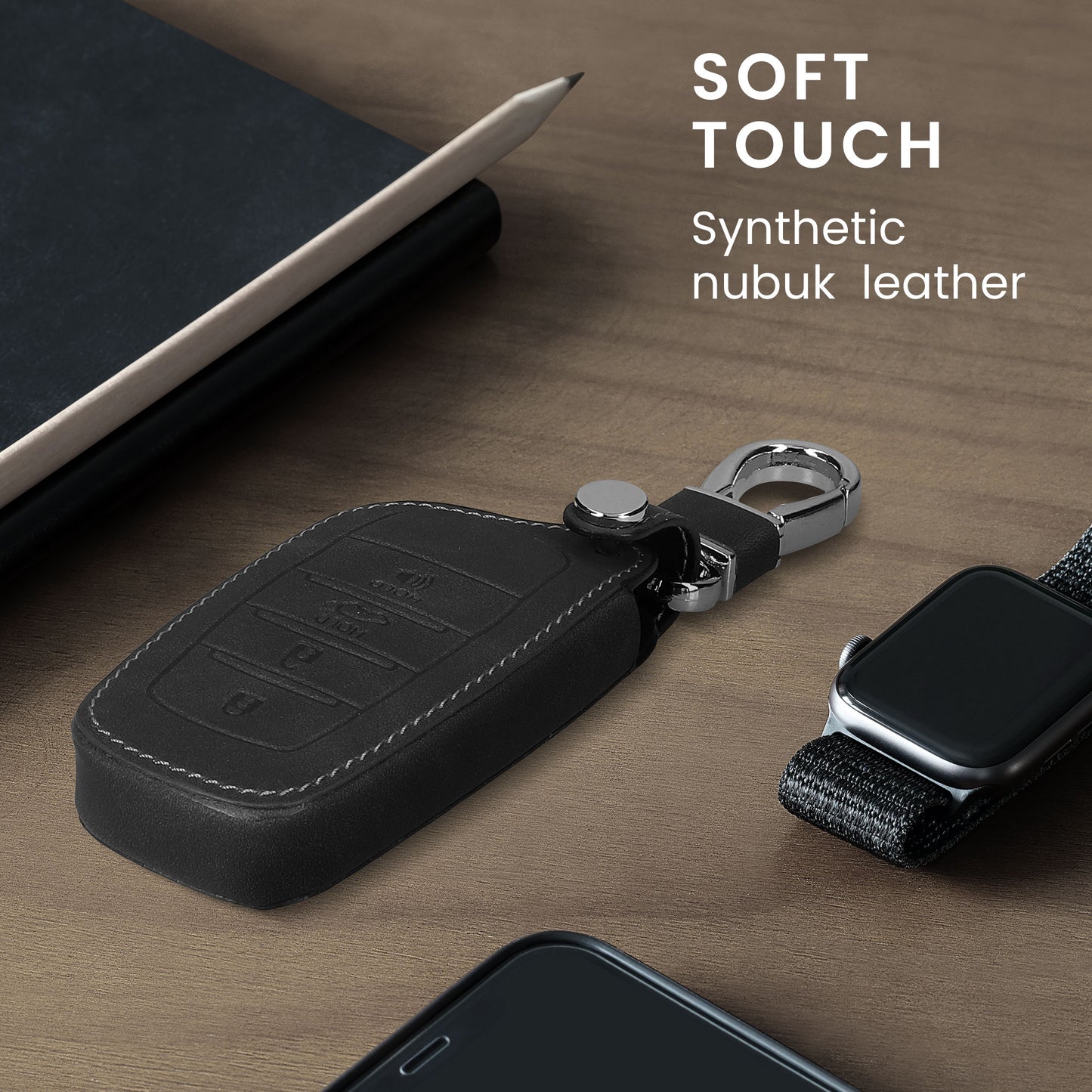 kwmobile Car Key Fob Cover Compatible with Toyota Venza Highlander Tundra Corolla 2019-2024 Car Key Fob Case Leather Protector Key Cover