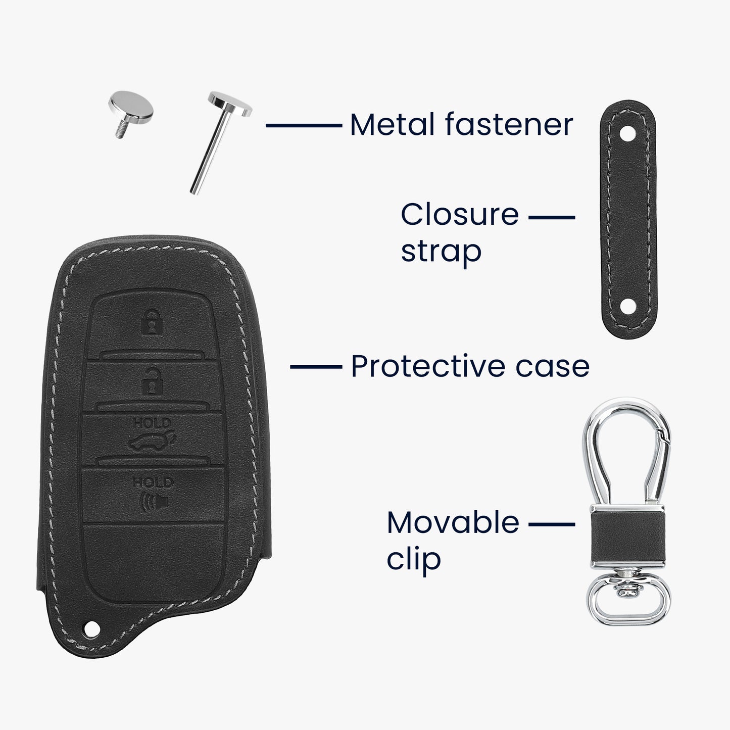 kwmobile Car Key Fob Cover Compatible with Toyota Venza Highlander Tundra Corolla 2019-2024 Car Key Fob Case Leather Protector Key Cover