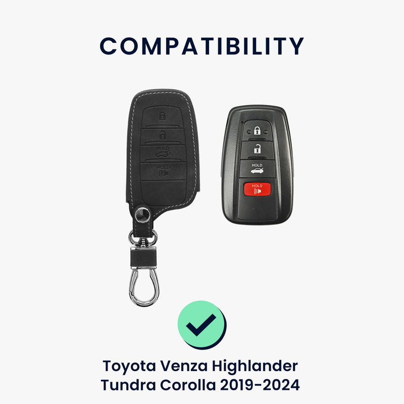 kwmobile Car Key Fob Cover Compatible with Toyota Venza Highlander Tundra Corolla 2019-2024 Car Key Fob Case Leather Protector Key Cover