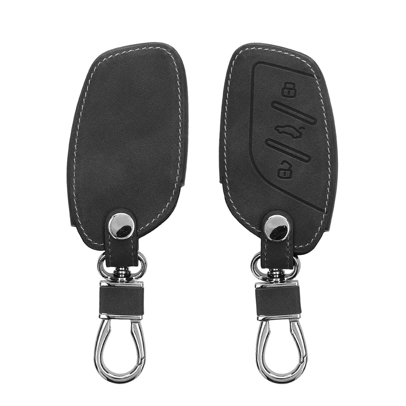 kwmobile Autoschlüssel Hülle kompatibel mit MG 3-Tasten ZS MG4 MG5 MG6 - Nubuklederoptik - Kunstleder Schutzhülle Schlüsselhülle Cover - Dunkelgrau Dunkelgrau  [dsg01]