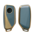kwmobile Autoschlüssel Hülle kompatibel mit BMW 4-Tasten X7 X1 U11 iX ix1 7er G07 I7 Autoschlüssel - Schlüsselhülle Silikon Cover - Blau Gold Blau  [dsg03]