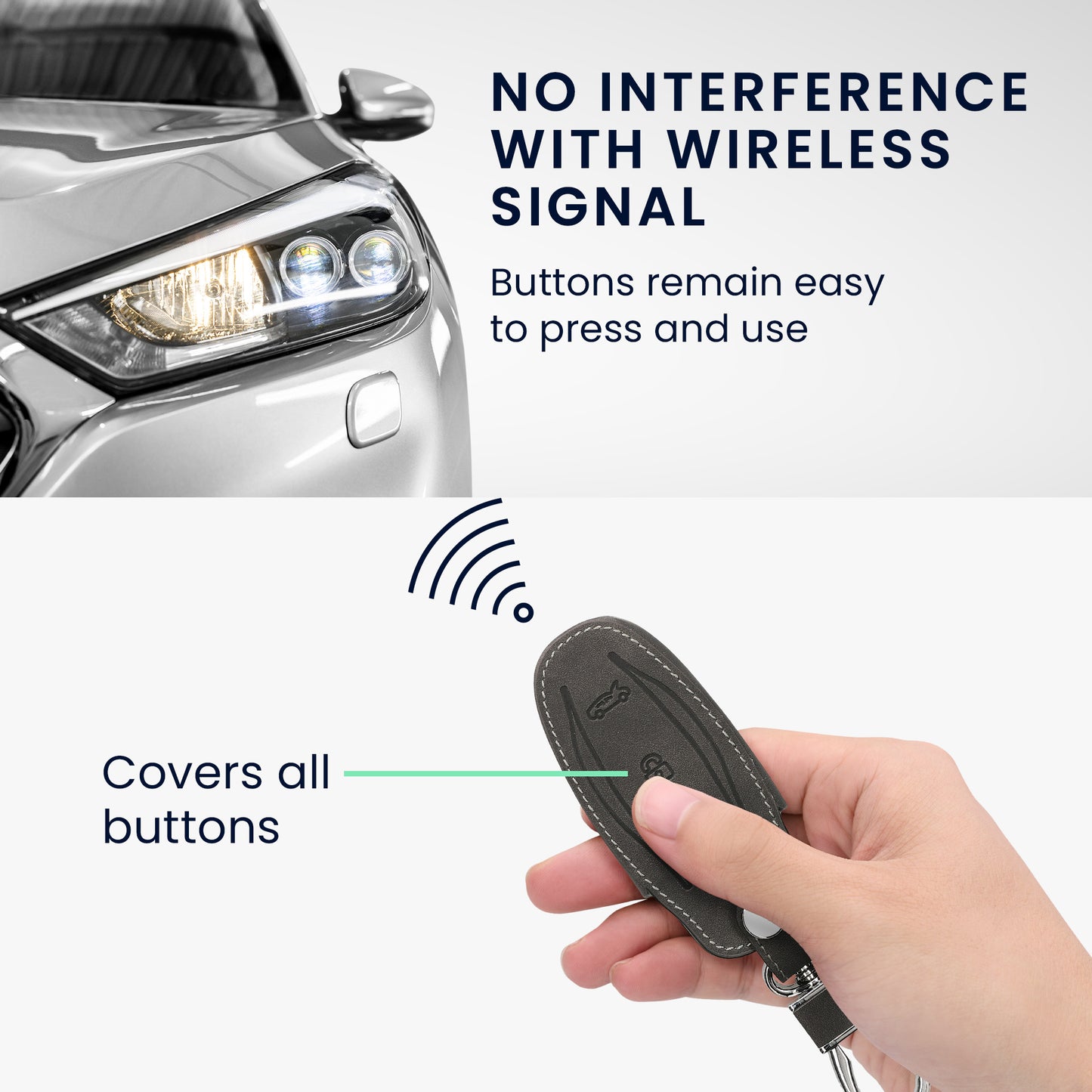 kwmobile Car Key Fob Cover Compatible with Tesla Model Y / Model 3 - Faux Leather Protective Case Key Shell