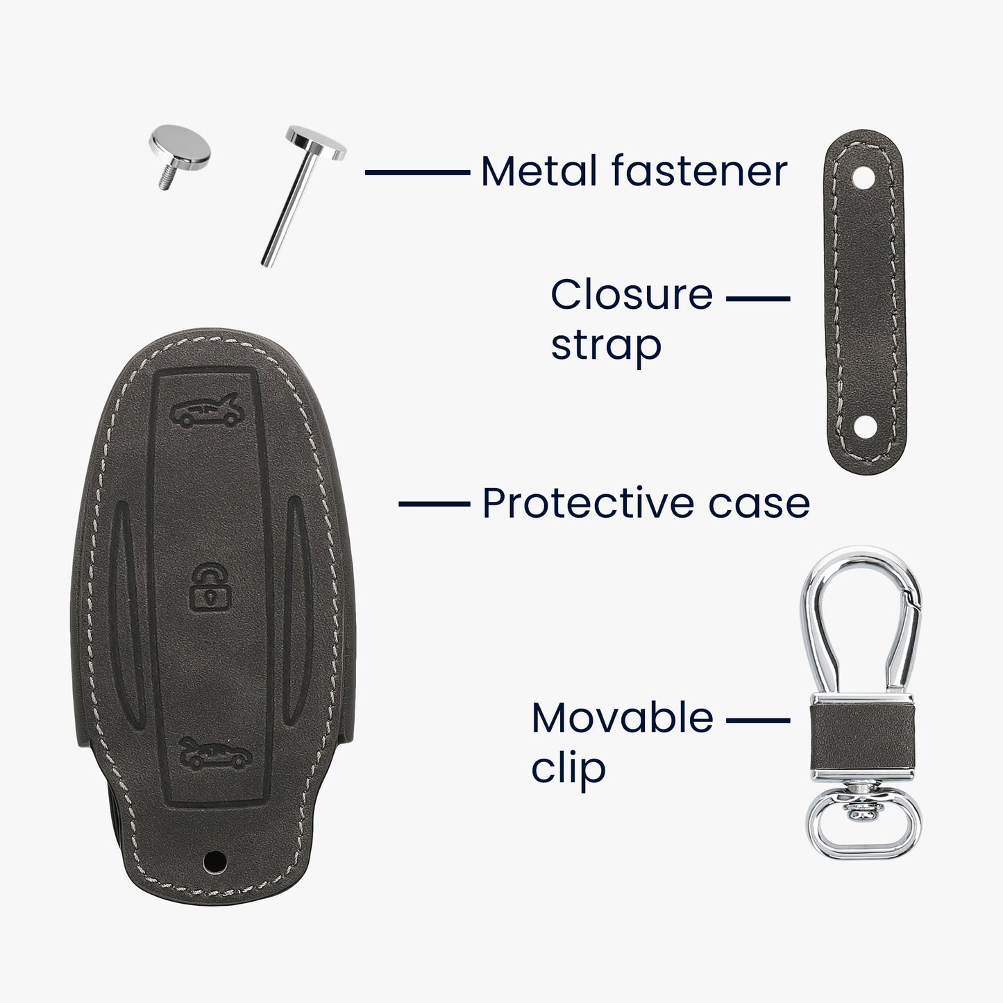 kwmobile Car Key Fob Cover Compatible with Tesla Model Y / Model 3 - Faux Leather Protective Case Key Shell