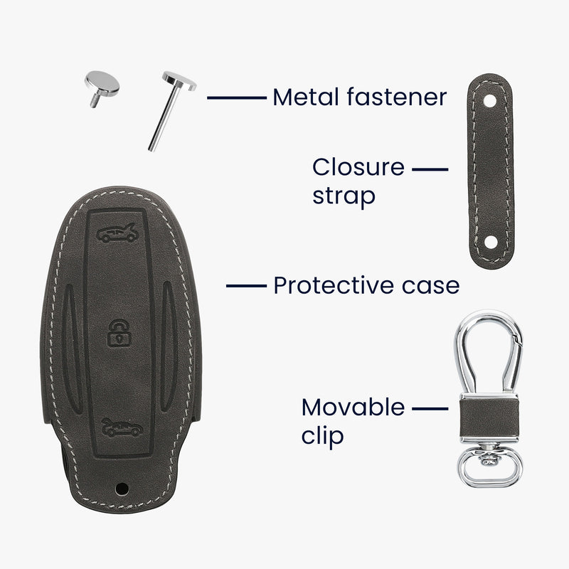 kwmobile Car Key Fob Cover Compatible with Tesla Model Y / Model 3 - Faux Leather Protective Case Key Shell