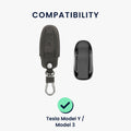 kwmobile Car Key Fob Cover Compatible with Tesla Model Y / Model 3 - Faux Leather Protective Case Key Shell