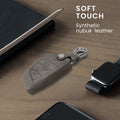 kwmobile Car Key Fob Cover Compatible with BMW 3-Button Smart Key - Faux Leather Protective Case Key Shell Cover