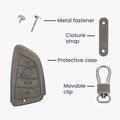 kwmobile Car Key Fob Cover Compatible with BMW 3-Button Smart Key - Faux Leather Protective Case Key Shell Cover