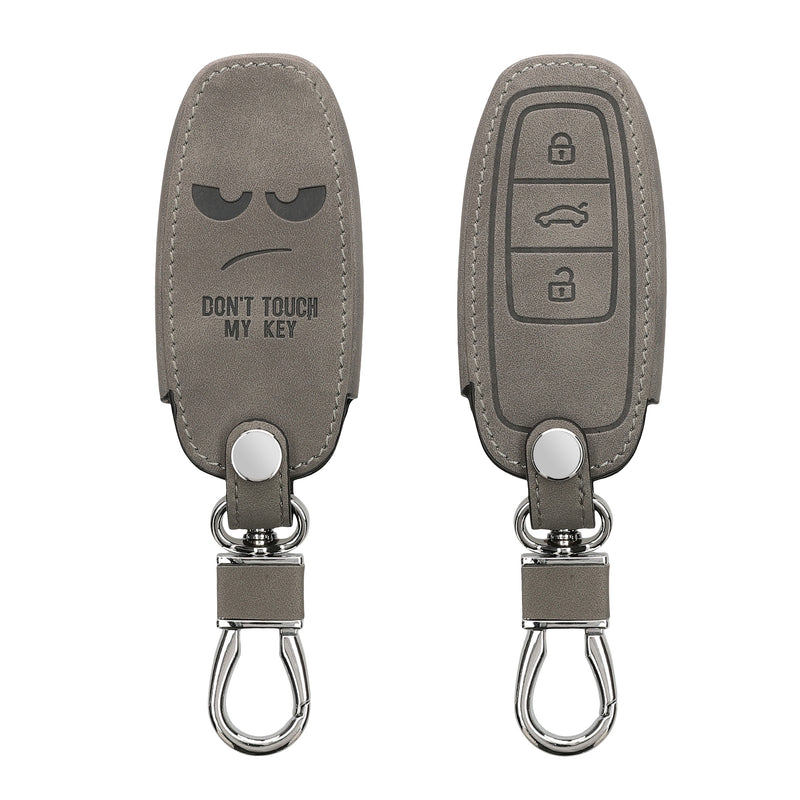 kwmobile Autoschlüssel Hülle kompatibel mit Audi A6 A7 A8 Q7 Q8 3-Tasten Autoschlüssel Keyless - Kunstleder Schutzhülle Schlüsselhülle Cover Don't touch my Key Grau Grau  [dsg01]