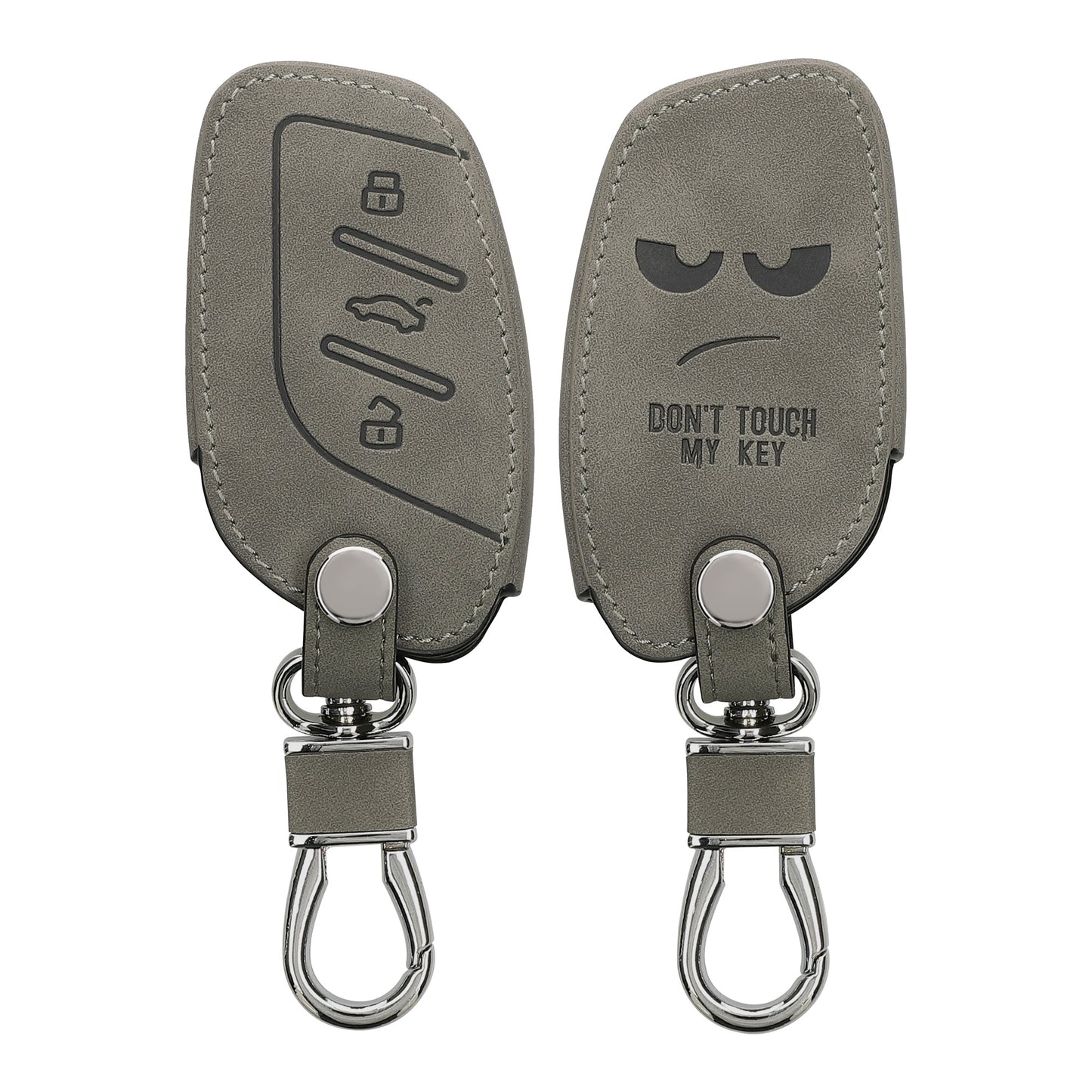 kwmobile Autoschlüssel Hülle kompatibel mit MG 3-Tasten ZS MG4 MG5 MG6 - Kunstleder Schutzhülle Schlüsselhülle Cover Don't touch my Key Grau Grau  [dsg01]