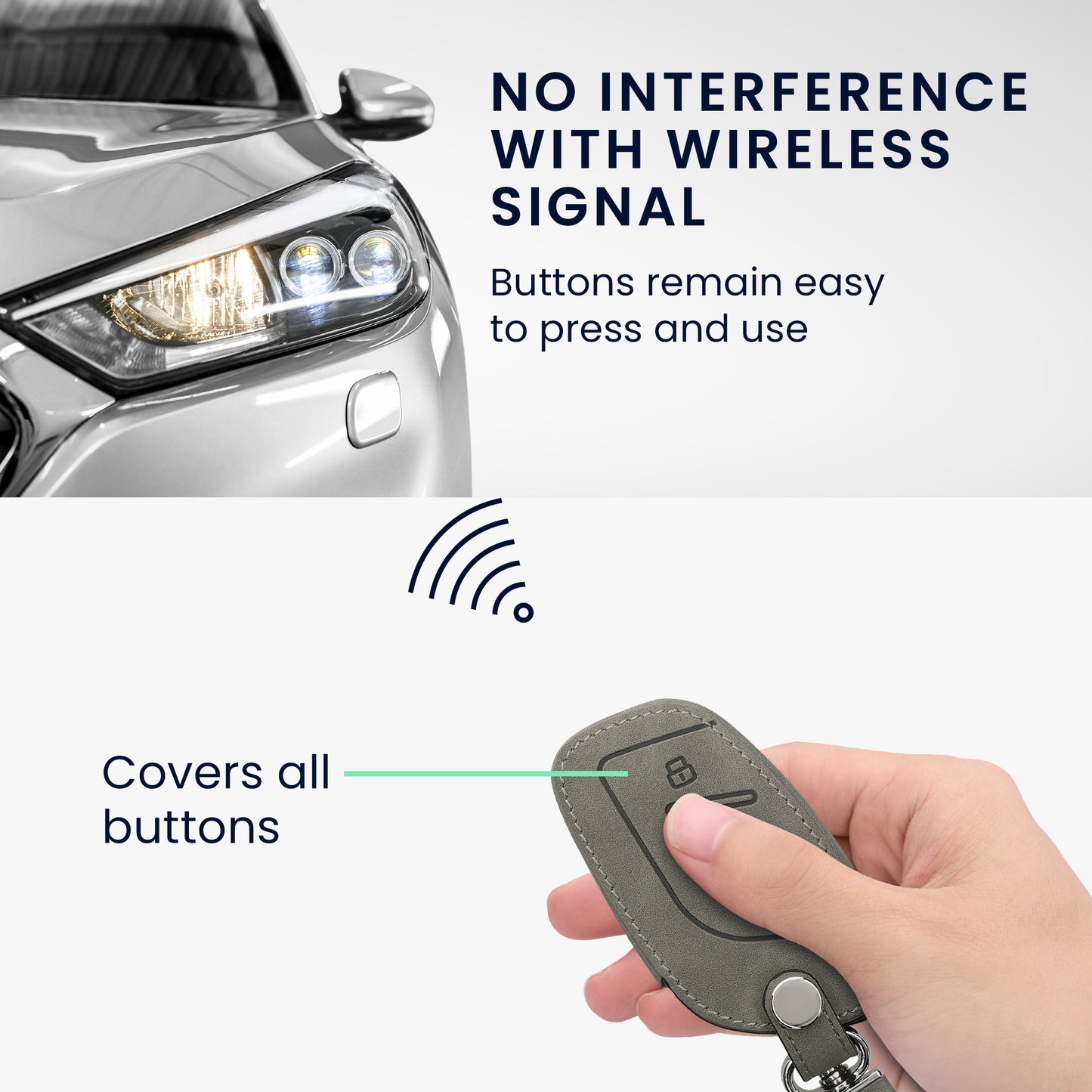 kwmobile Car Key Fob Cover Compatible with MG 3-Button ZS MG4 MG5 MG6 - Faux Leather Protective Case Key Shell Cover