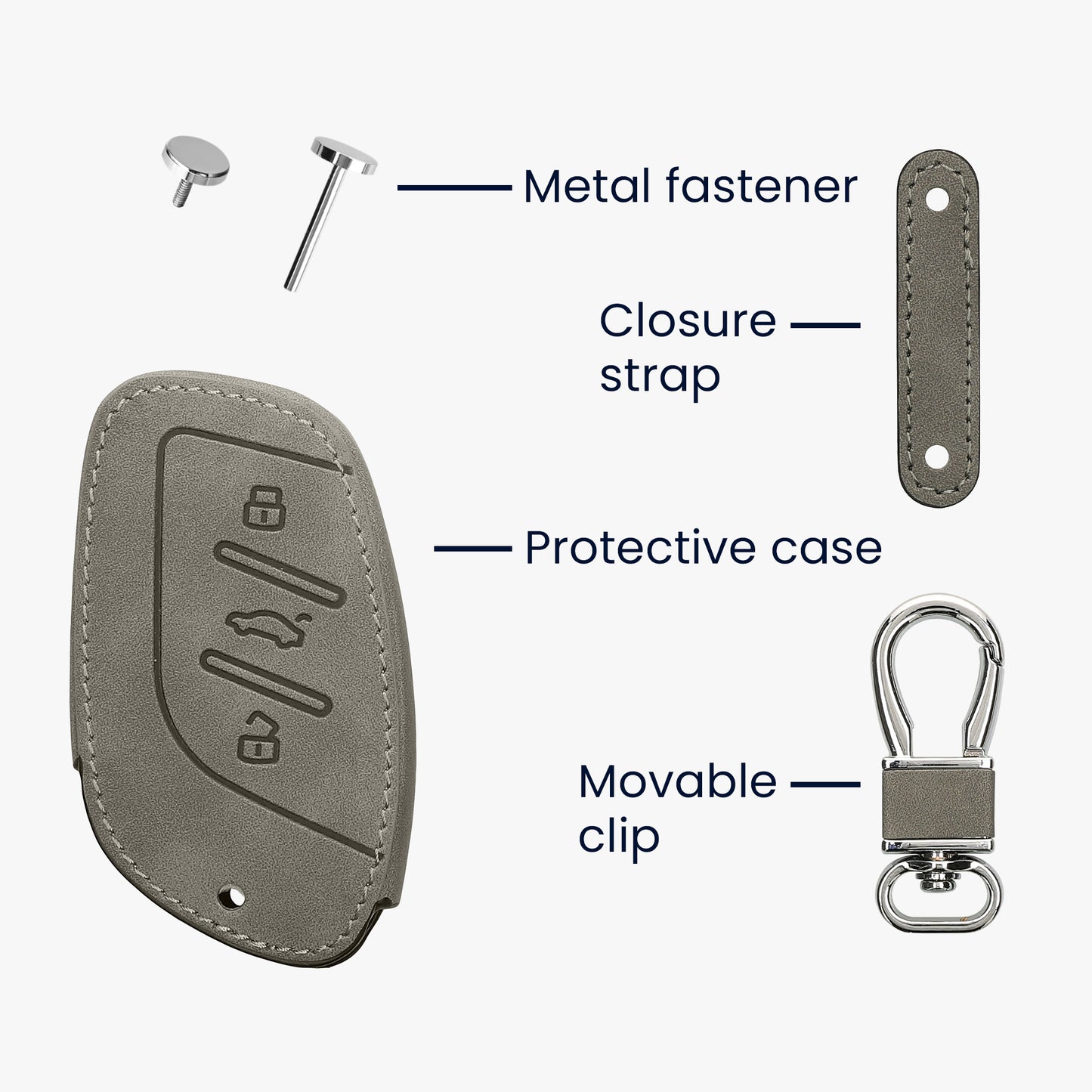 kwmobile Car Key Fob Cover Compatible with MG 3-Button ZS MG4 MG5 MG6 - Faux Leather Protective Case Key Shell Cover