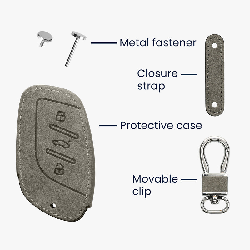 kwmobile Car Key Fob Cover Compatible with MG 3-Button ZS MG4 MG5 MG6 - Faux Leather Protective Case Key Shell Cover