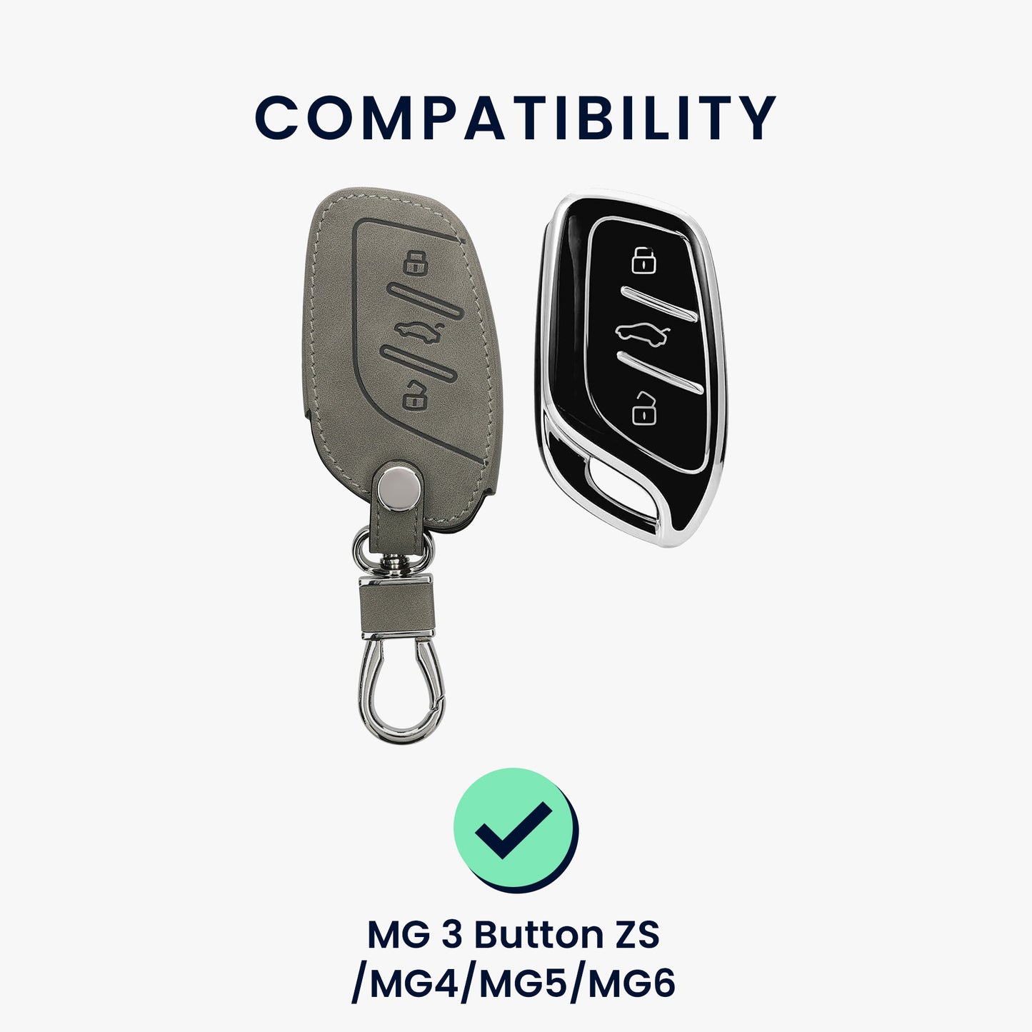 kwmobile Car Key Fob Cover Compatible with MG 3-Button ZS MG4 MG5 MG6 - Faux Leather Protective Case Key Shell Cover