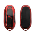 kwmobile Autoschlüssel Hülle kompatibel mit Tesla Model Y / Model 3 - Schlüsselhülle Silikon Cover - Schwarz matt Hochglanz Rot Schwarz matt  [dsg03]
