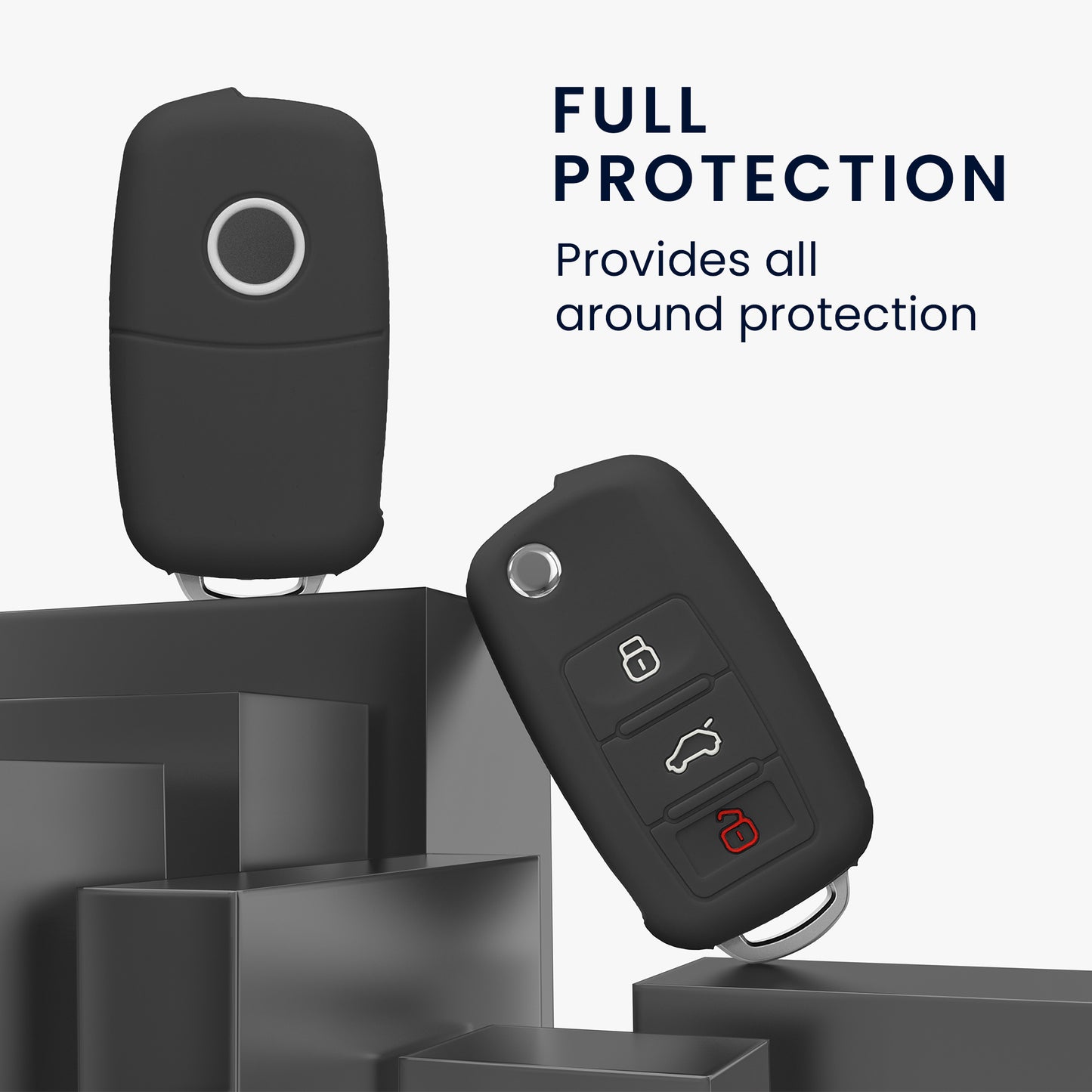 kwmobile Car Key Cover Compatible with VW Skoda Seat 3-Button Car Key