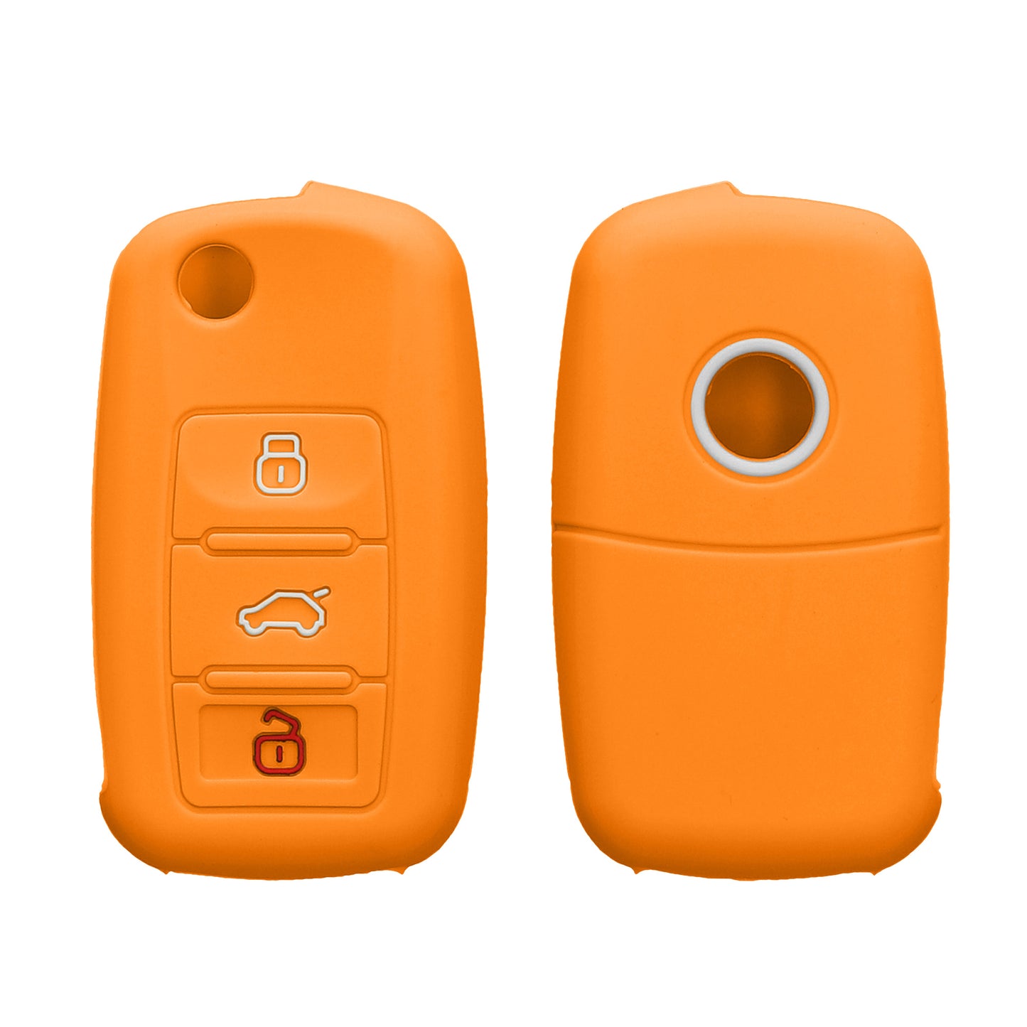 kwmobile Autoschlüssel Silikon Hülle kompatibel mit VW Skoda Seat 3-Tasten Autoschlüssel - Schlüsselhülle in Fruity Orange Fruity Orange  