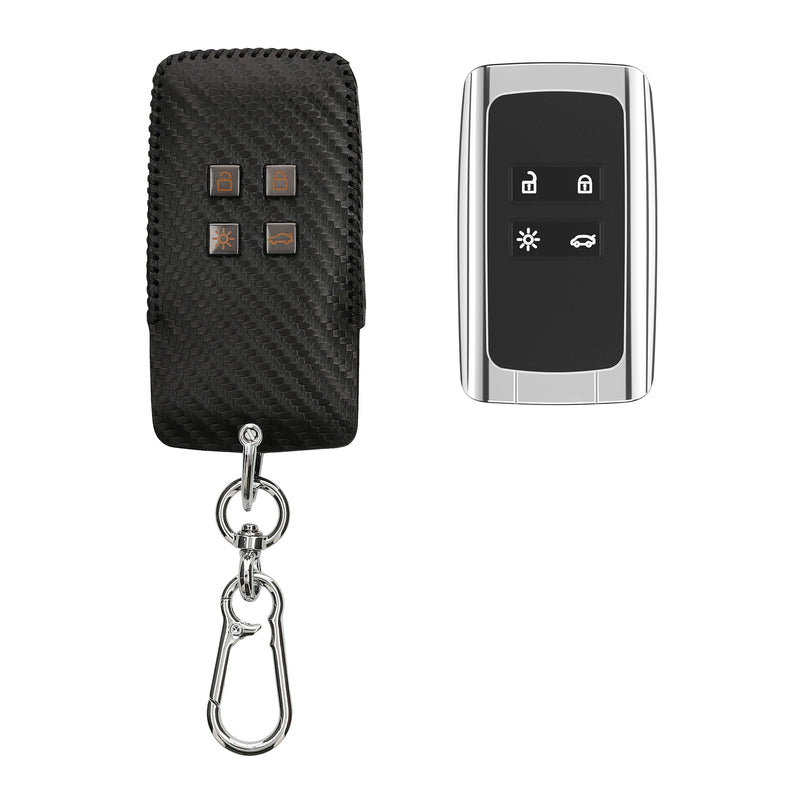 kwmobile Autoschlüssel Kunstleder Hülle kompatibel mit Renault 4-Tasten Smartkey Autoschlüssel (nur Keyless Go) Cover - Schlüsselhülle mit Schlüsselring - Schwarz  [dsg01]