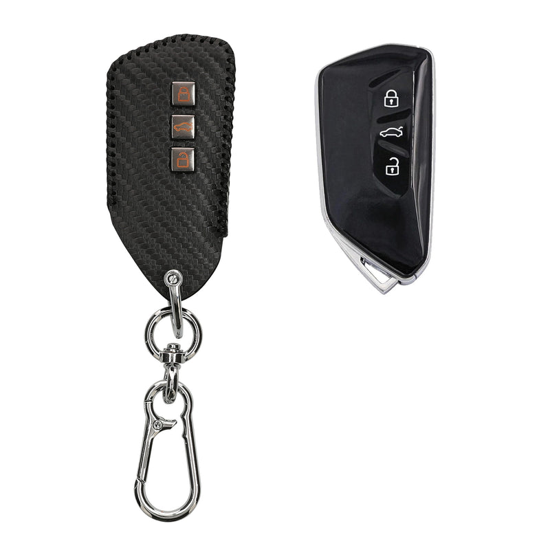 kwmobile Autoschlüssel Kunstleder Hülle kompatibel mit VW Golf 8 3-Tasten Autoschlüssel Cover - Schlüsselhülle mit Schlüsselring - Schwarz  [dsg01]