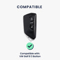 kwmobile Car Key Cover compatible with VW Golf 8 3-Button Car Key - Key Fob Cover with Key Ring