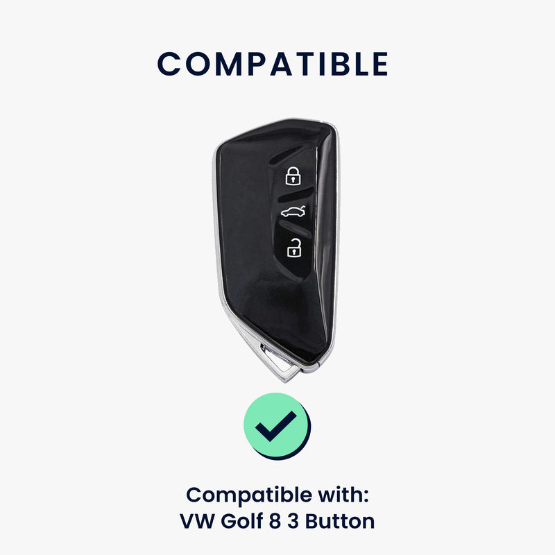 kwmobile Car Key Cover compatible with VW Golf 8 3-Button Car Key - Key Fob Cover with Key Ring
