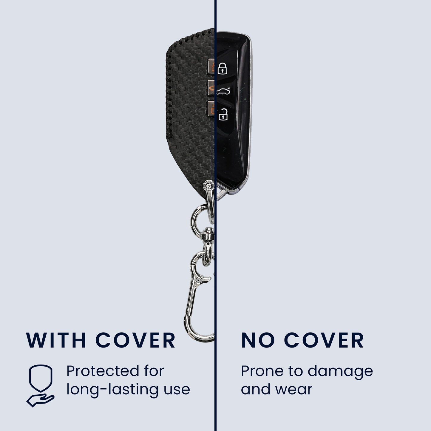 kwmobile Car Key Cover compatible with VW Golf 8 3-Button Car Key - Key Fob Cover with Key Ring