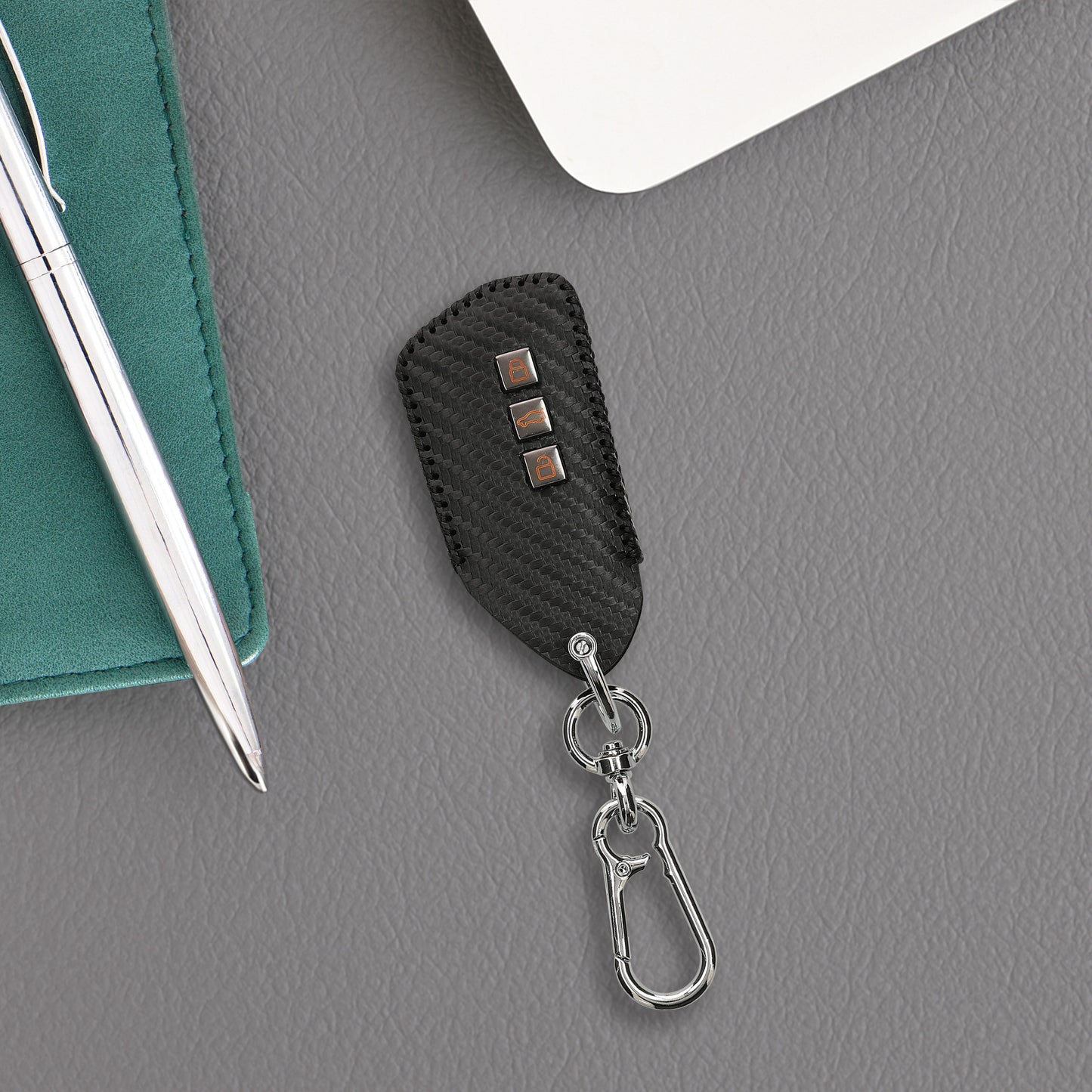 kwmobile Car Key Cover compatible with VW Golf 8 3-Button Car Key - Key Fob Cover with Key Ring