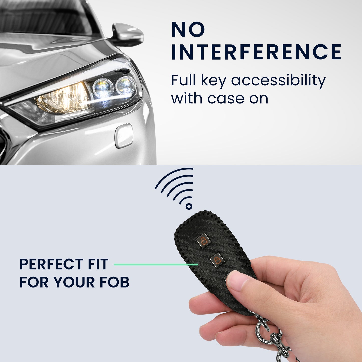 kwmobile Car Key Cover Compatible with Ford 3-Button Car Key Keyless Go Cover - Key Shell with Keychain