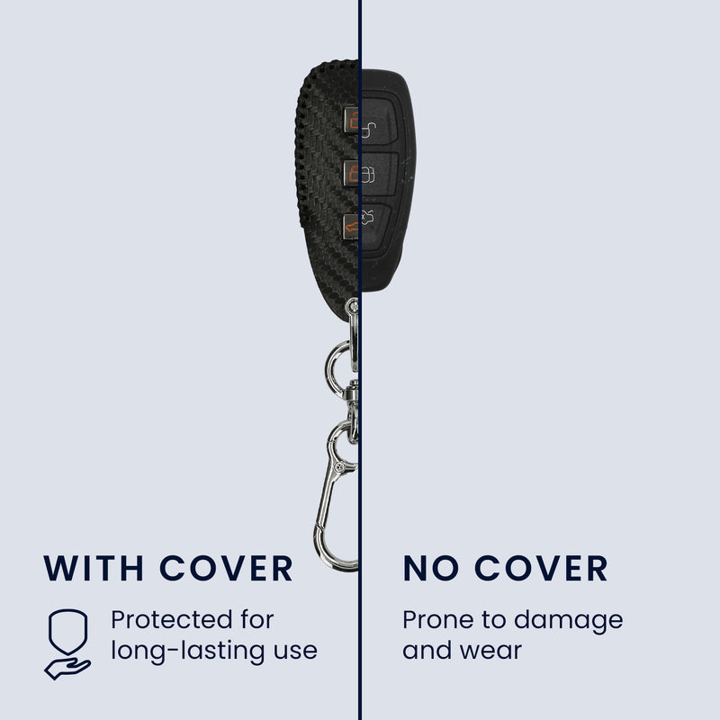 kwmobile Car Key Cover Compatible with Ford 3-Button Car Key Keyless Go Cover - Key Shell with Keychain