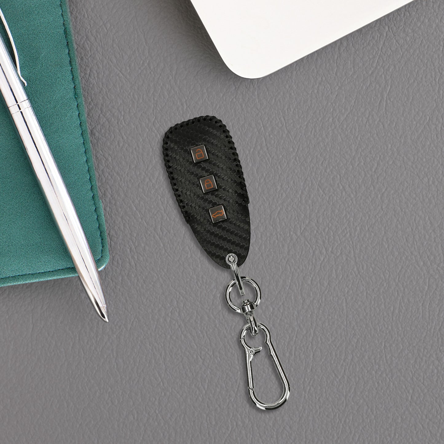 kwmobile Car Key Cover Compatible with Ford 3-Button Car Key Keyless Go Cover - Key Shell with Keychain