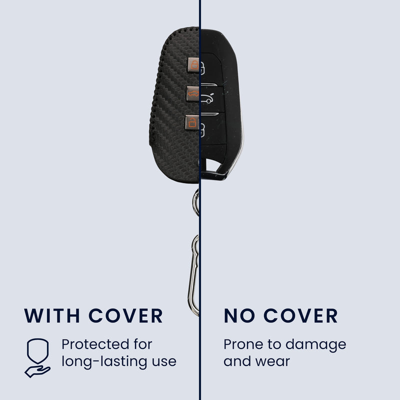 kwmobile Car Key Cover Compatible with Peugeot Citroen 3-Button Smart Key Car Key Cover with Key Ring