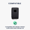 kwmobile Car Key Cover compatible with Mazda 3-Button CX30 CX50 CX60 CX90 MX-30 - Key Fob Cover with Keychain