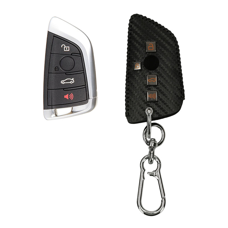 kwmobile Car Key Cover Compatible with BMW 3-Button Smart Key Car Key Cover - Key Fob Cover with Key Ring