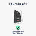 kwmobile Car Key Cover Compatible with BMW 3-Button Smart Key Car Key Cover - Key Fob Cover with Key Ring