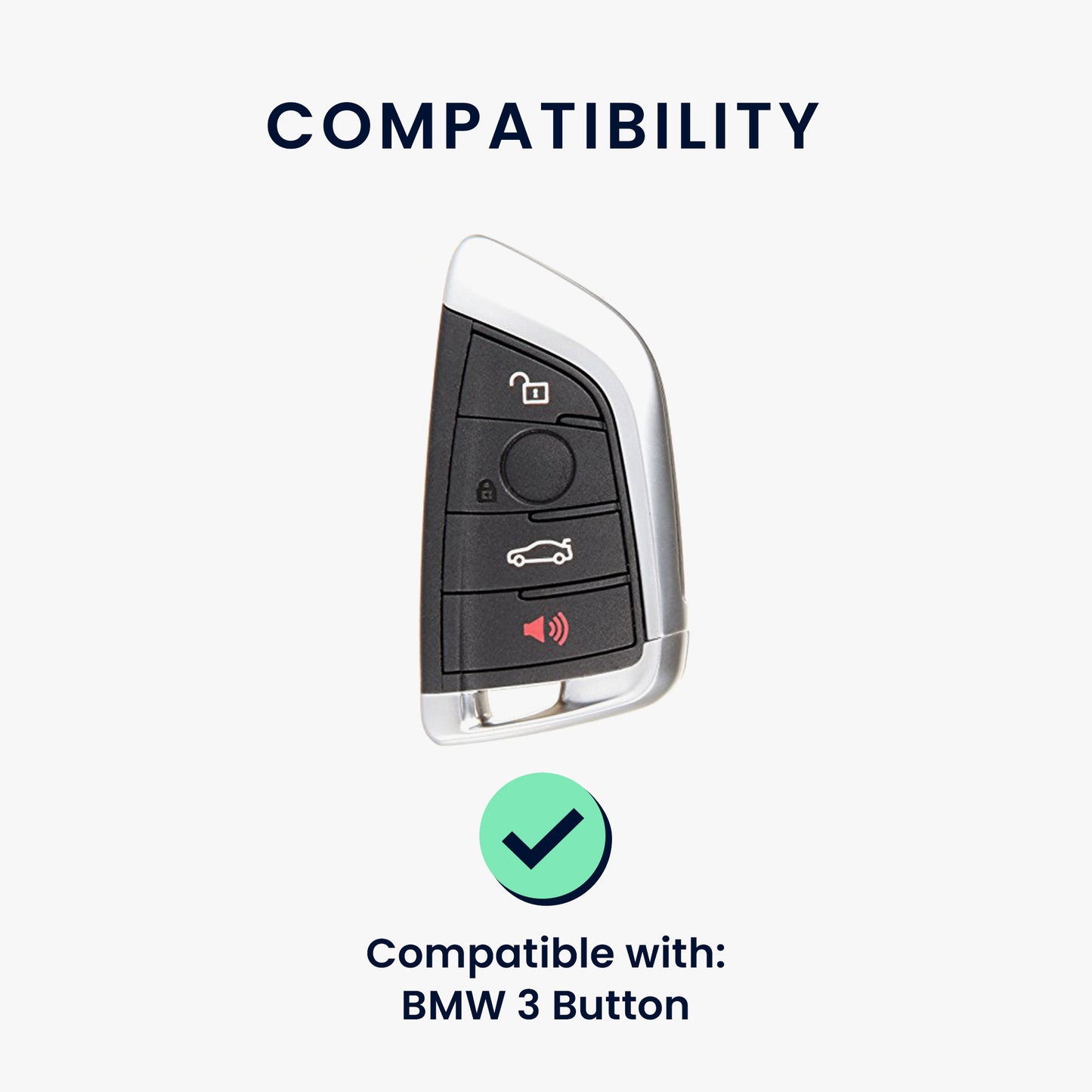 kwmobile Car Key Cover Compatible with BMW 3-Button Smart Key Car Key Cover - Key Fob Cover with Key Ring